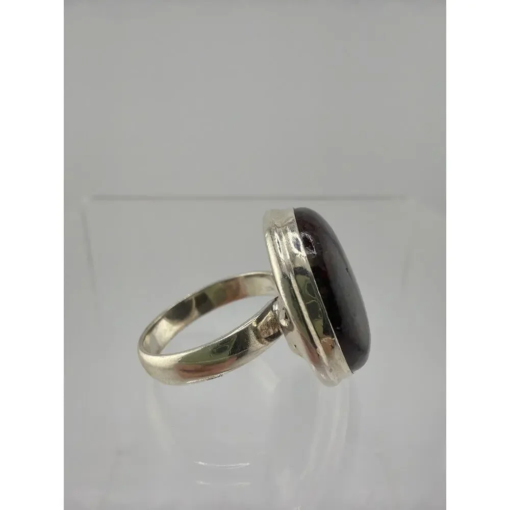 Deep Red Eudialyte 925 Sterling Silver Statement Ring Size 7